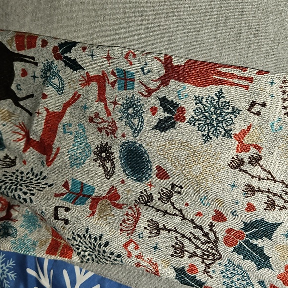 Gray Sweatshirt with Festive Patterned Sleeves - Picture 3 of 4